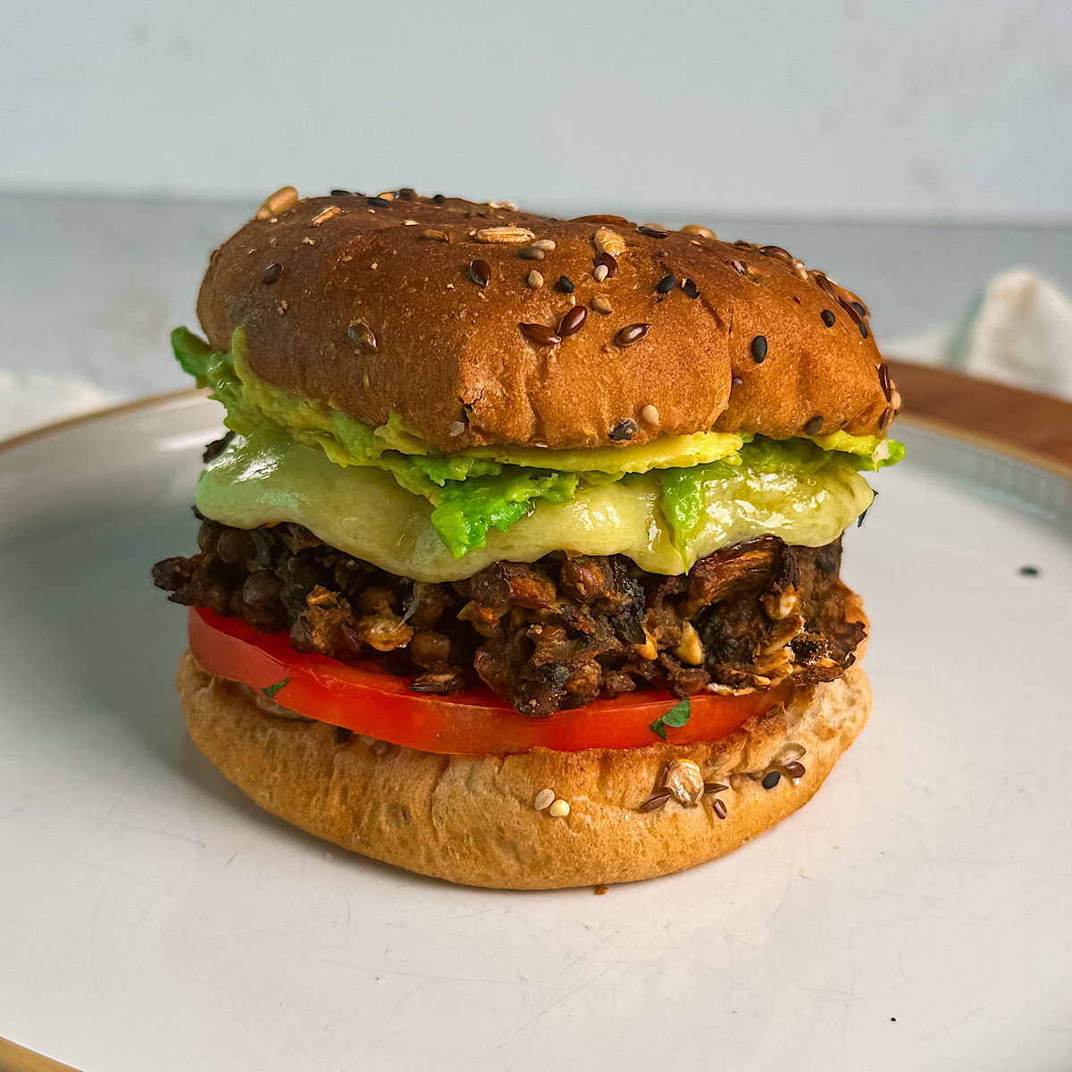 lentil mushroom veggie burger