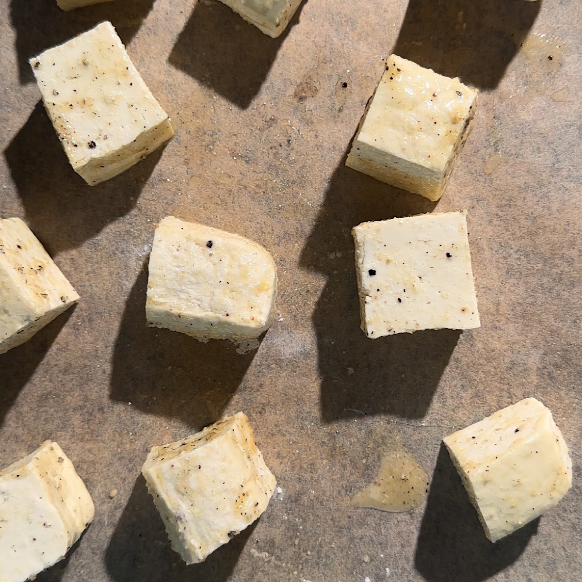 tofu on sheet pan.