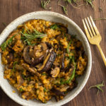 vegan high protein mushroom lentil risotto