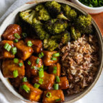 sticky orange chicken tofu