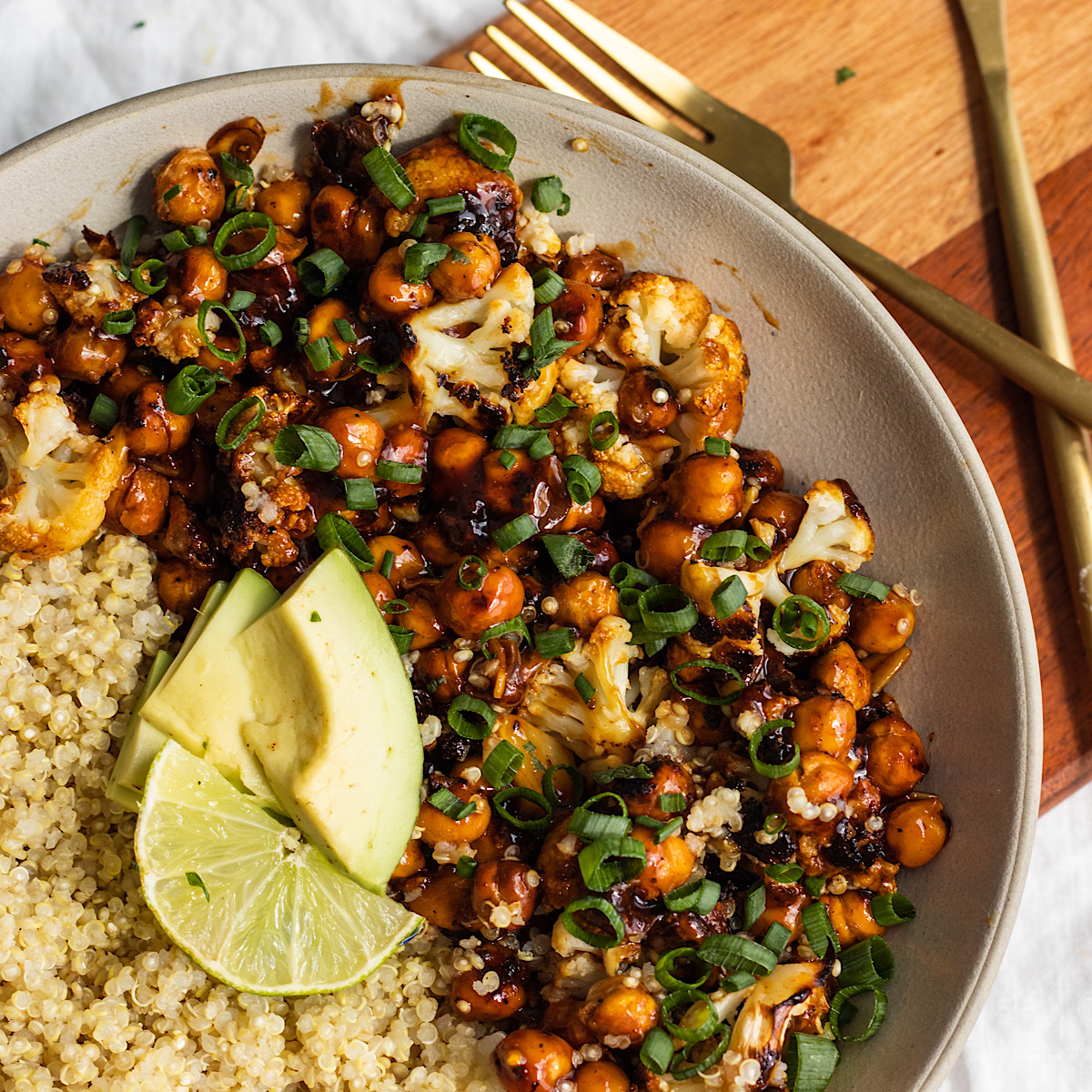 hot honey cauliflower and chickpeas