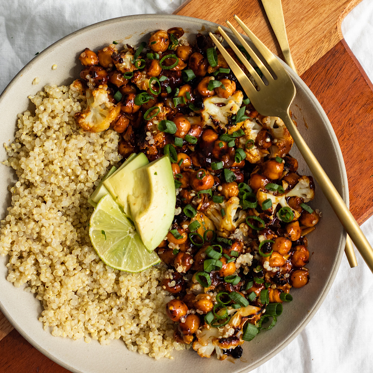 Vegan Hot Honey Sticky Cauliflower and Chickpeas