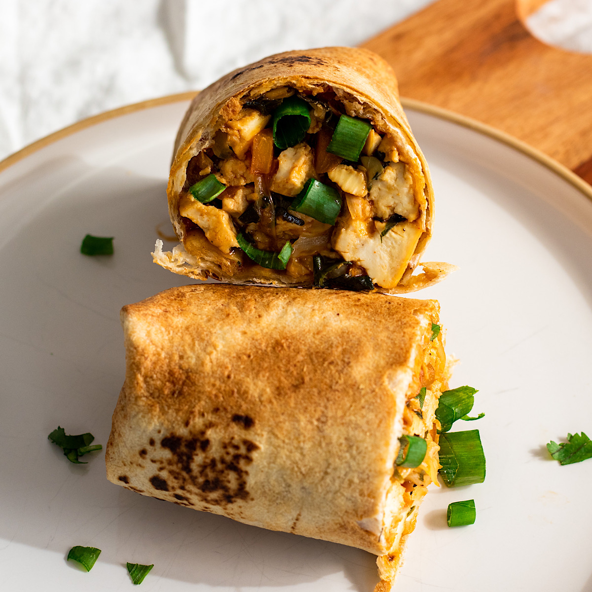 vegan egg roll burrito with tofu