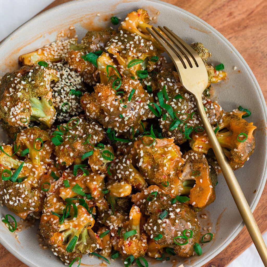 Vegan Bang Bang Broccoli - Avocado Skillet