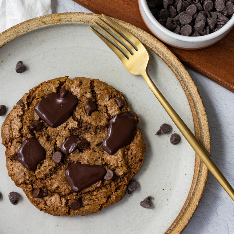 healthy and vegan single serve chocolate chip cookie