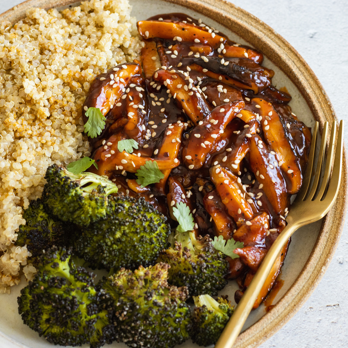 sticky sesame shiitake mushrooms