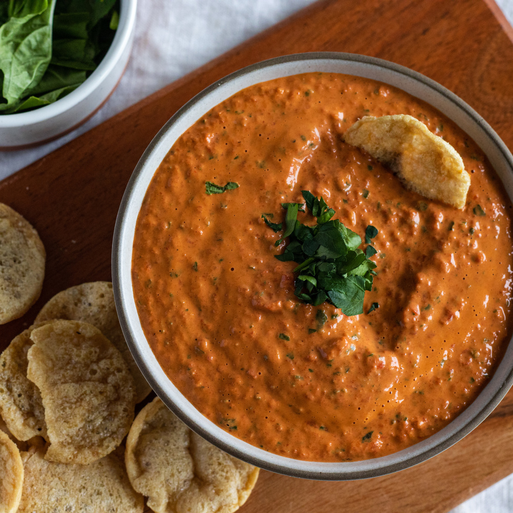 Healthy Vegan Roasted Red Pepper Dip without Nuts - Avocado Skillet