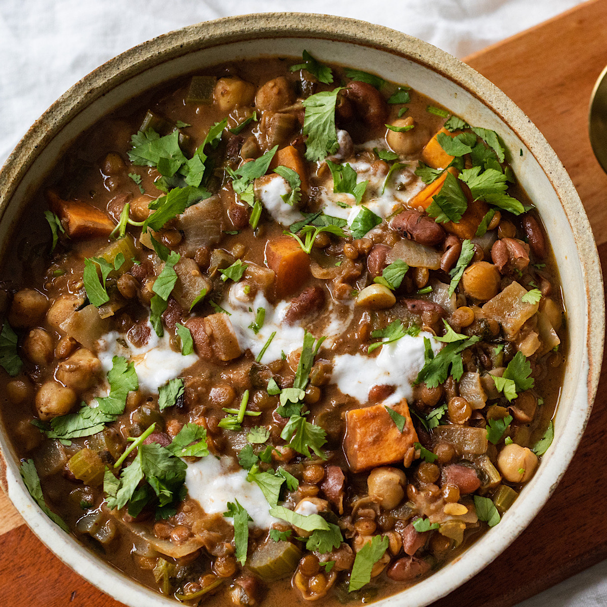 Vegan Bean and Lentil White Chili with Coconut Milk by Avocado Skillet