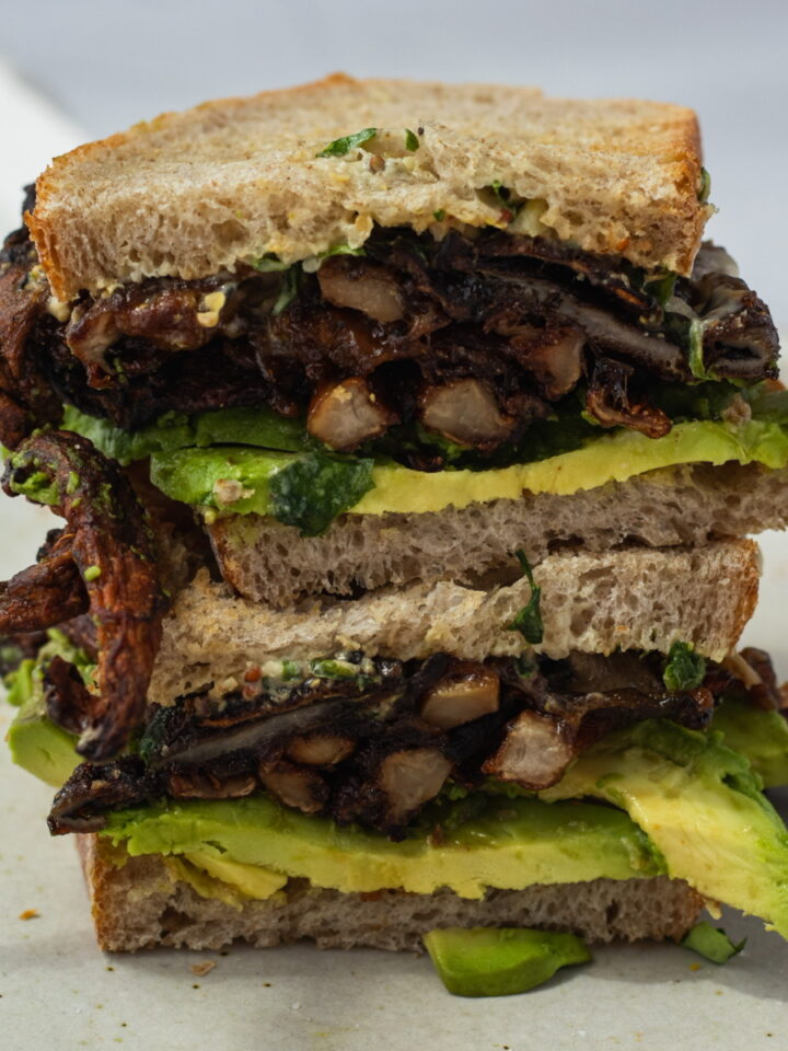 Vegan Oyster Mushroom Burger with Black Beans - Avocado Skillet