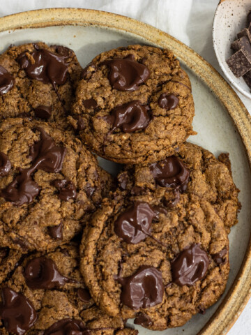 Healthy vegan chocolate chip cookies with coconut sugar
