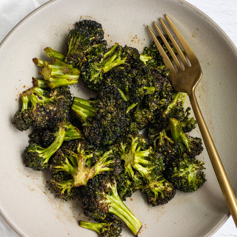 air fried balsamic garlic broccoli