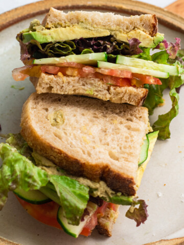 Loaded veggie sandwich with hummus