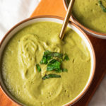 vegan creamy zucchini cauliflower soup with garlic