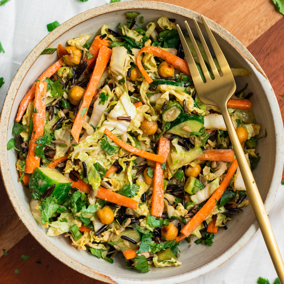 asian chickpea salad with spicy cashew salad