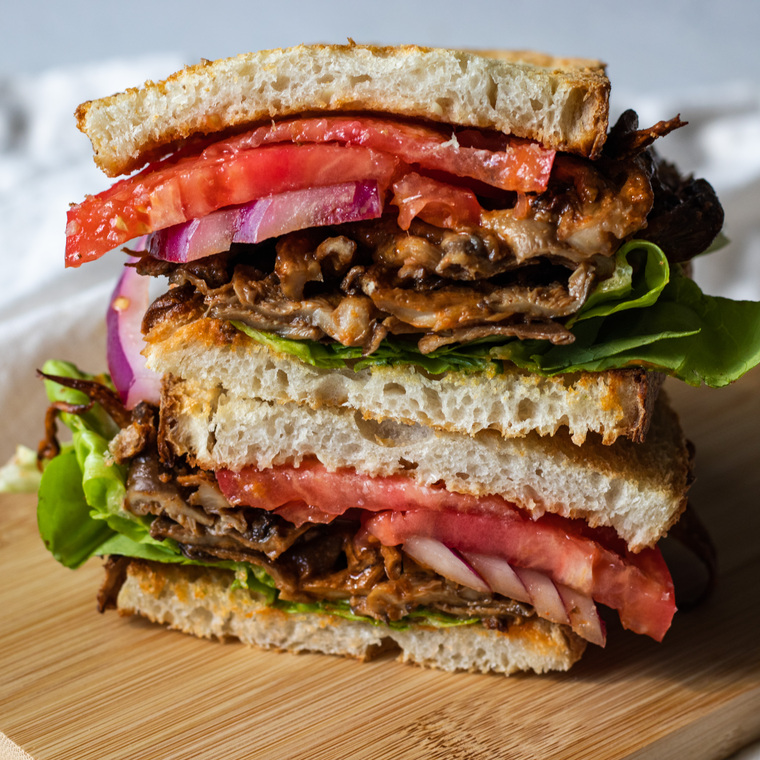 Vegan Buffalo Chicken Sandwich With Oyster Mushrooms Avocado Skillet