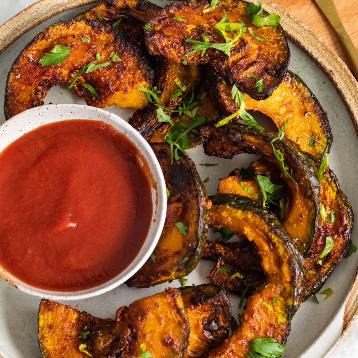 air fryer kabocha squash fries vegan and gluten free