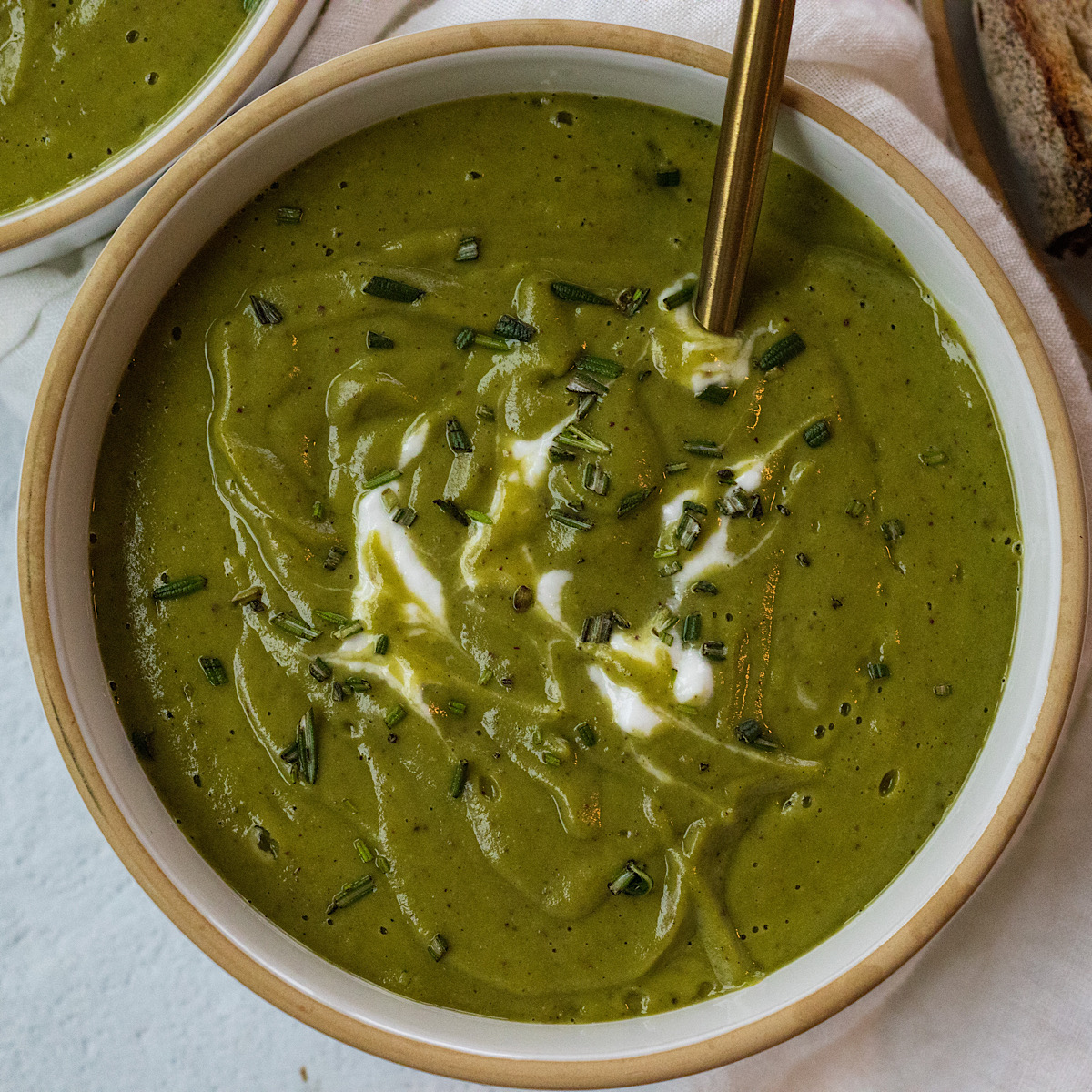 vegan japanese sweet potato soup with spinach and rosemary