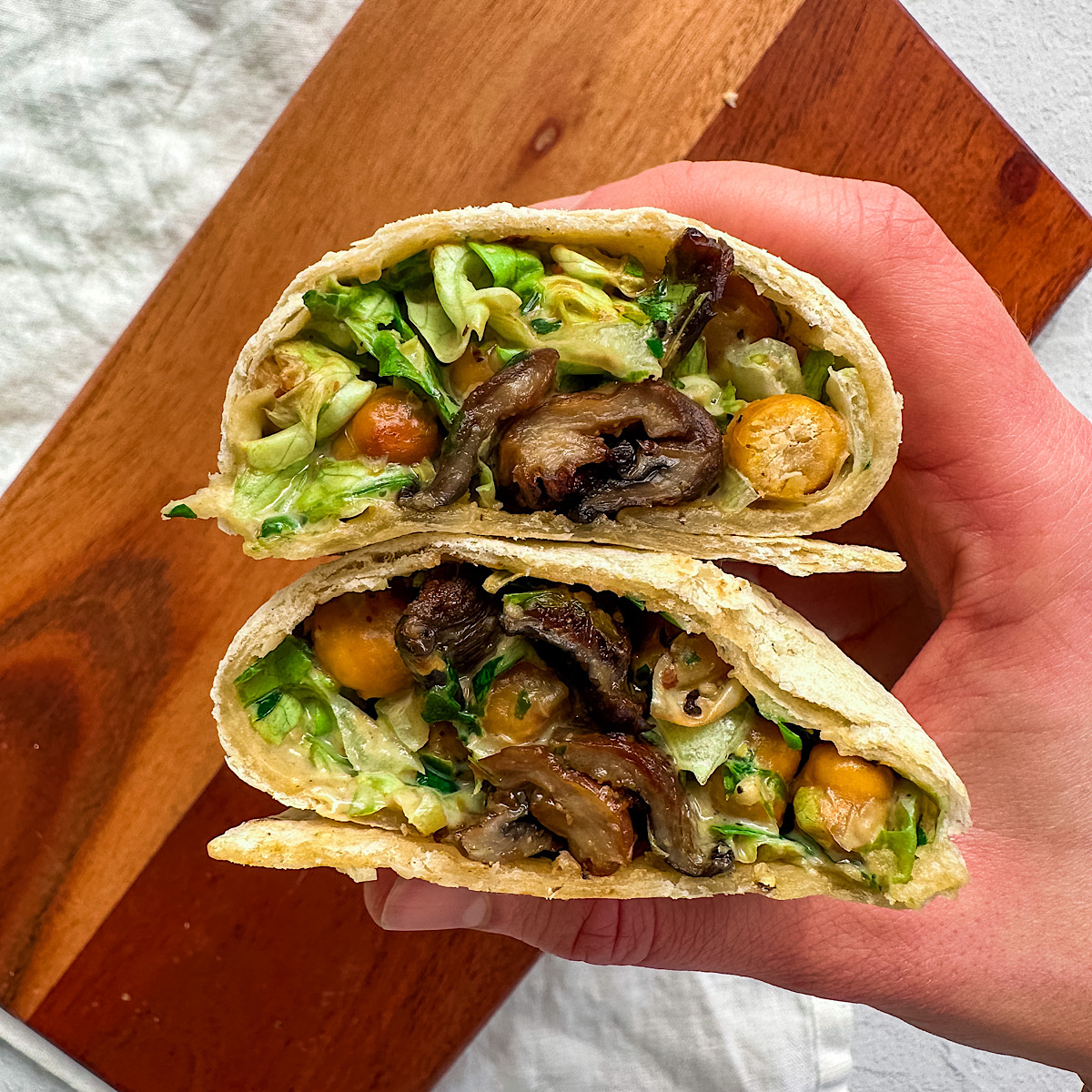 vegan oyster mushroom chickpea wrap