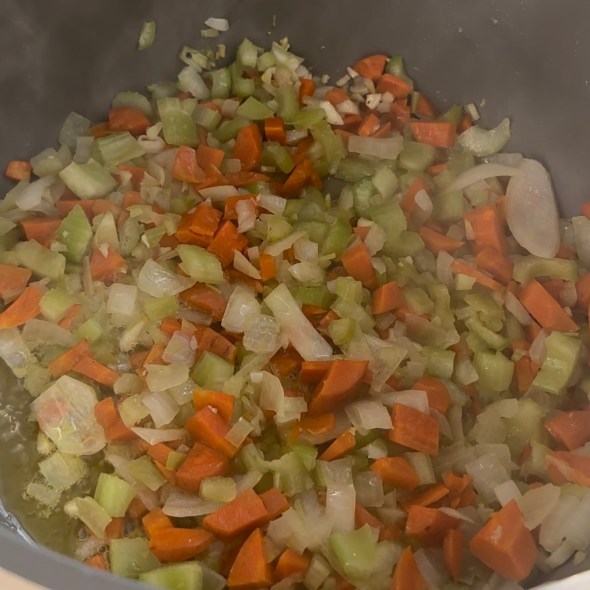 veggies cooking in soup pot