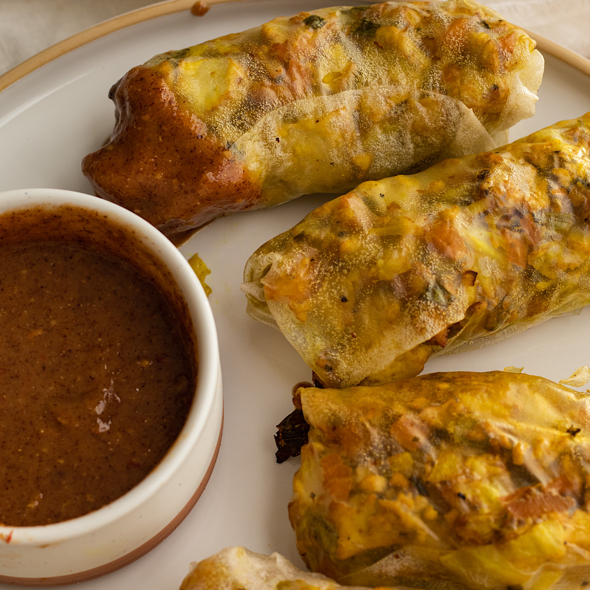 air fried tofu veggie spring rolls