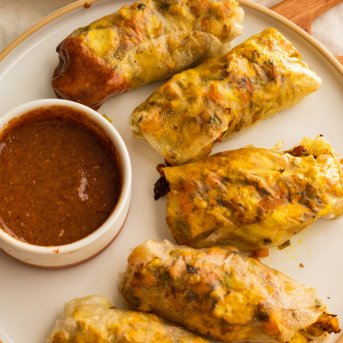 air fried tofu veggie spring rolls (vegan)