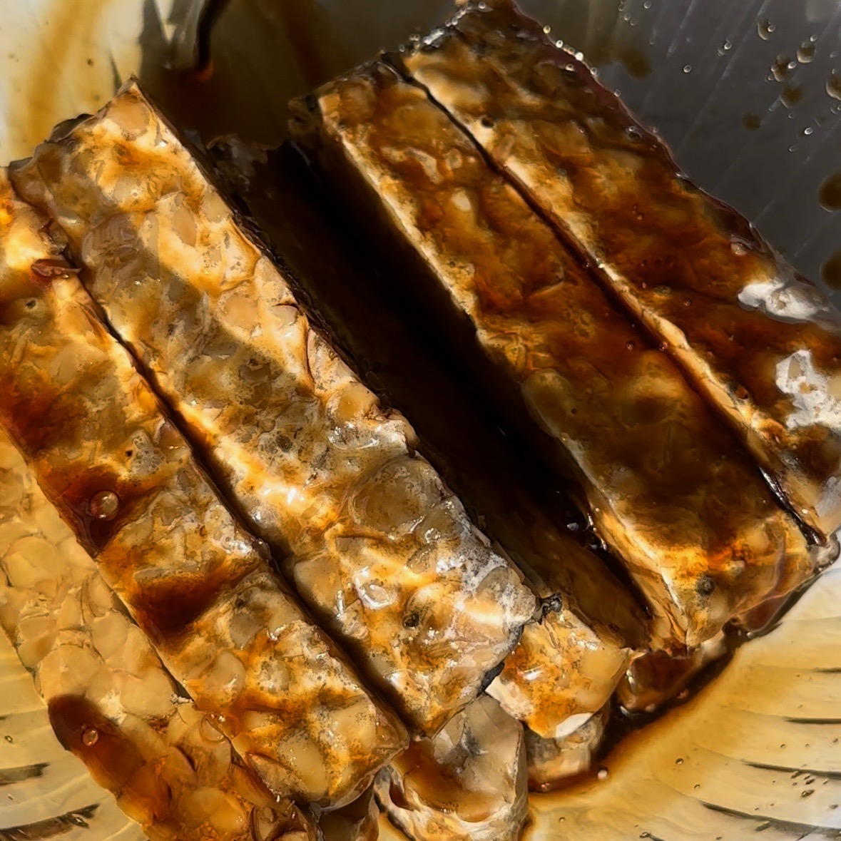 tempeh with marinade with bowl