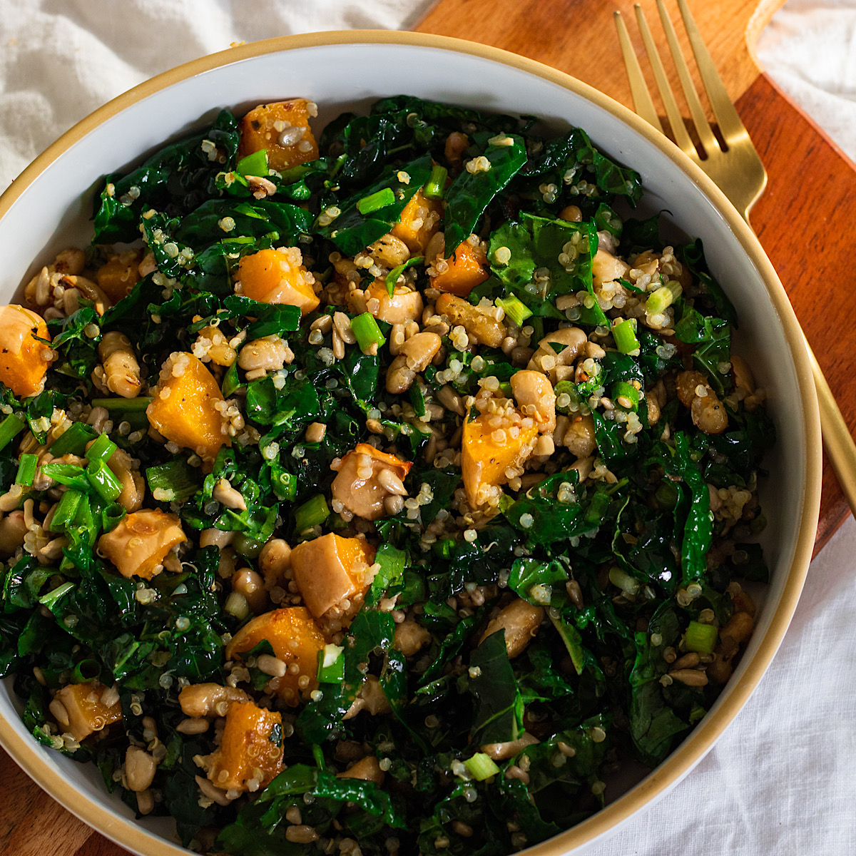 crispy white bean and kale salad