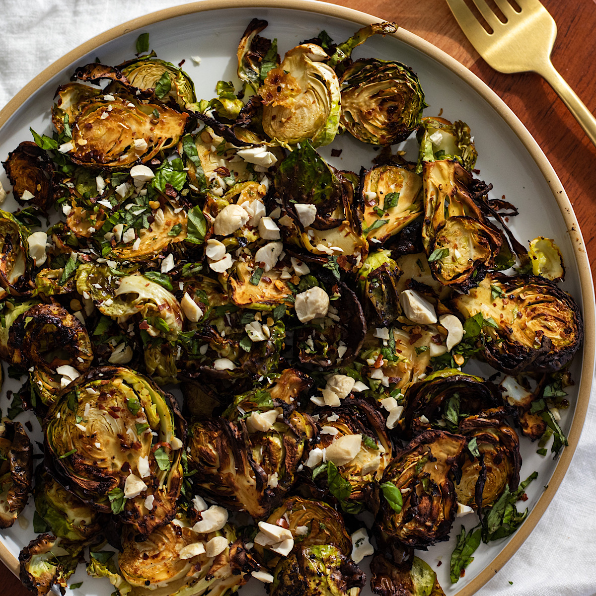 Crispy Air Fried Balsamic Soy Brussels Sprouts - Avocado Skillet