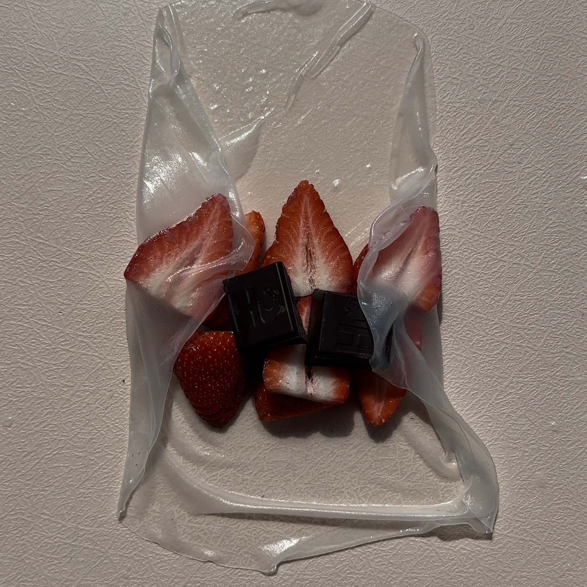 strawberry and chocolate in rice paper