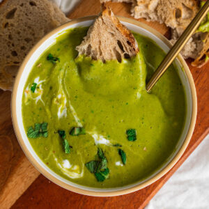 vegan mint pea soup