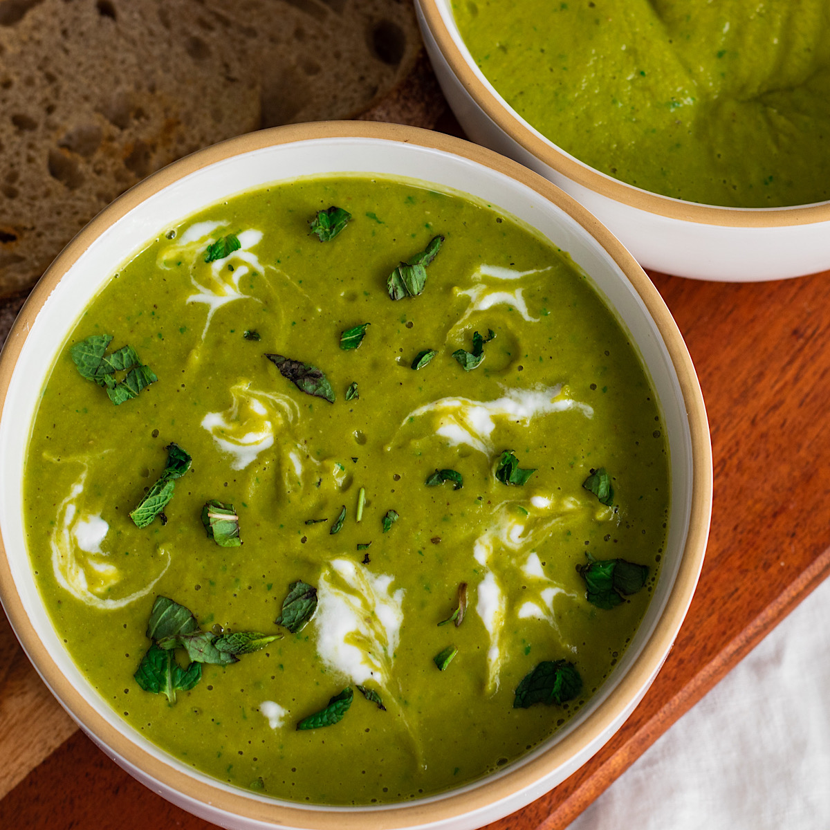 vegan mint pea soup