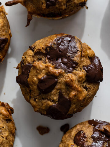 vegan banana oatmeal chocolate chip muffins