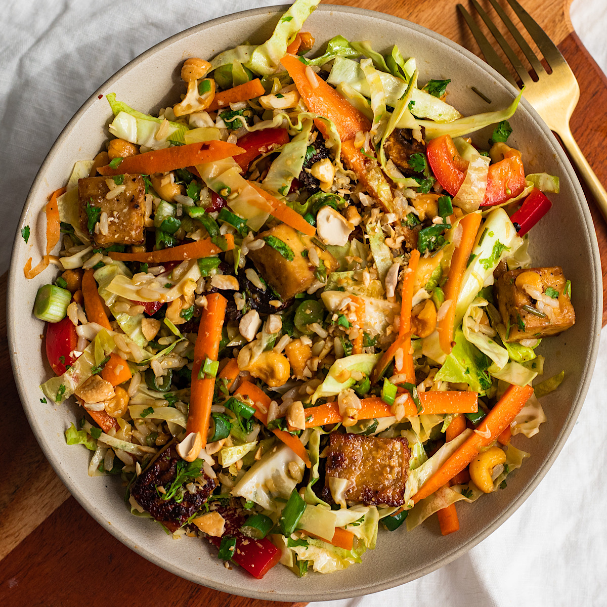 vegan egg roll salad with tofu