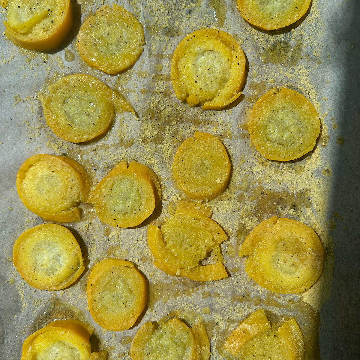 smashed zucchini on sheet pan