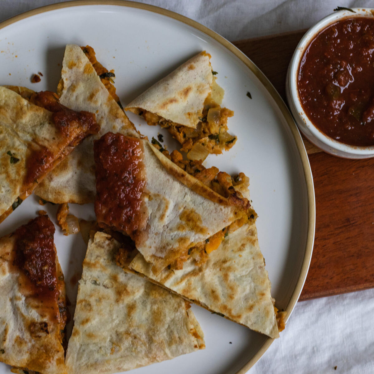 buffalo chickpea quesadilla