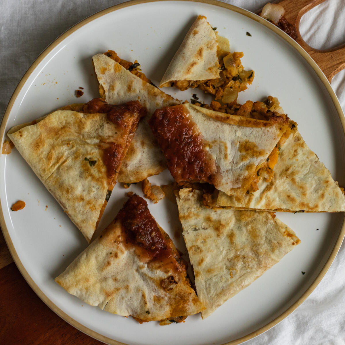 buffalo chickpea quesadilla