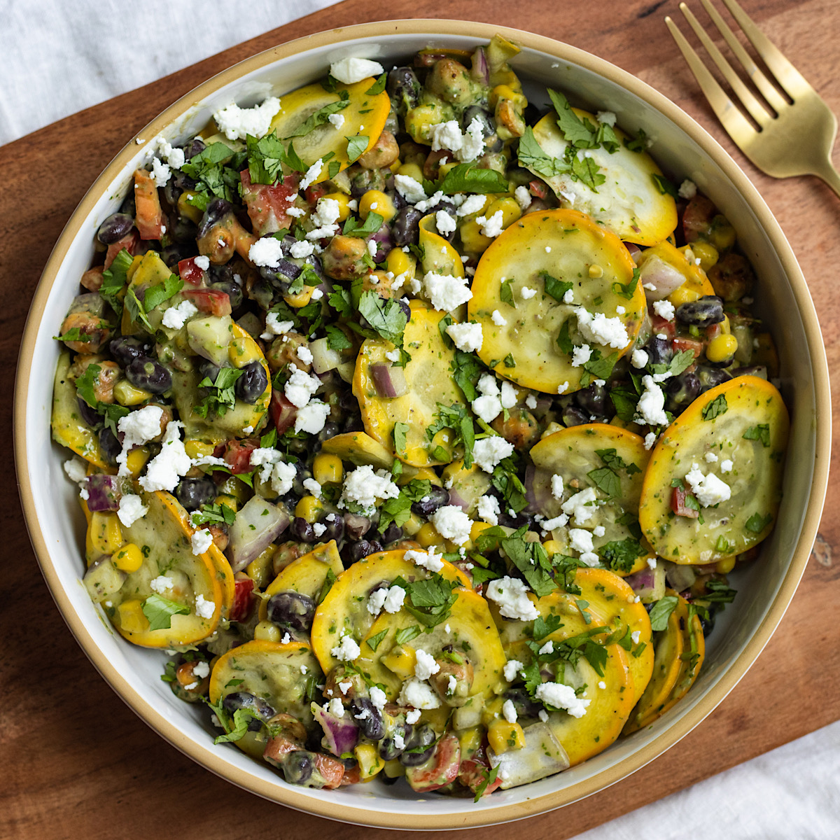 shaved zucchini taco salad with crispy chickpeas