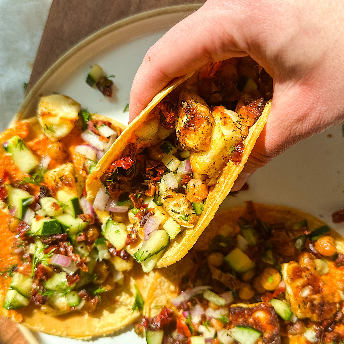 chickpea and halloumi tacos