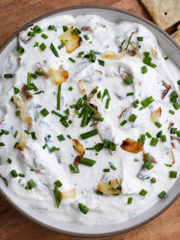 french onion cottage cheese dip (high protein gluten free)