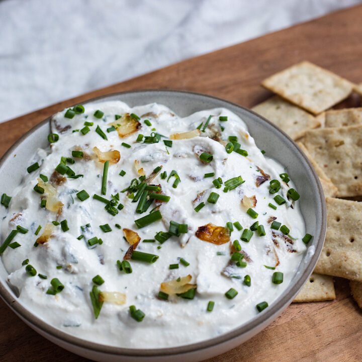 French Onion Cottage Cheese Dip (gluten free, high protein) - Avocado ...