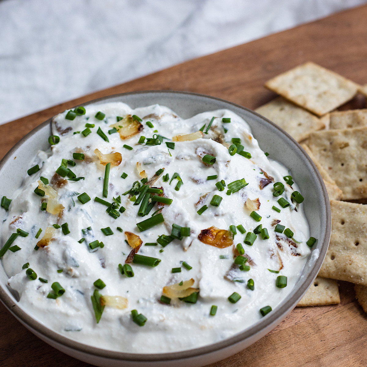 french onion cottage cheese dip (high protein gluten free)