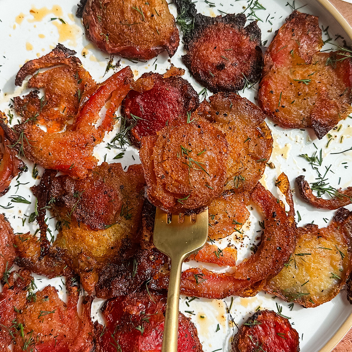 crispy baked smashed beets