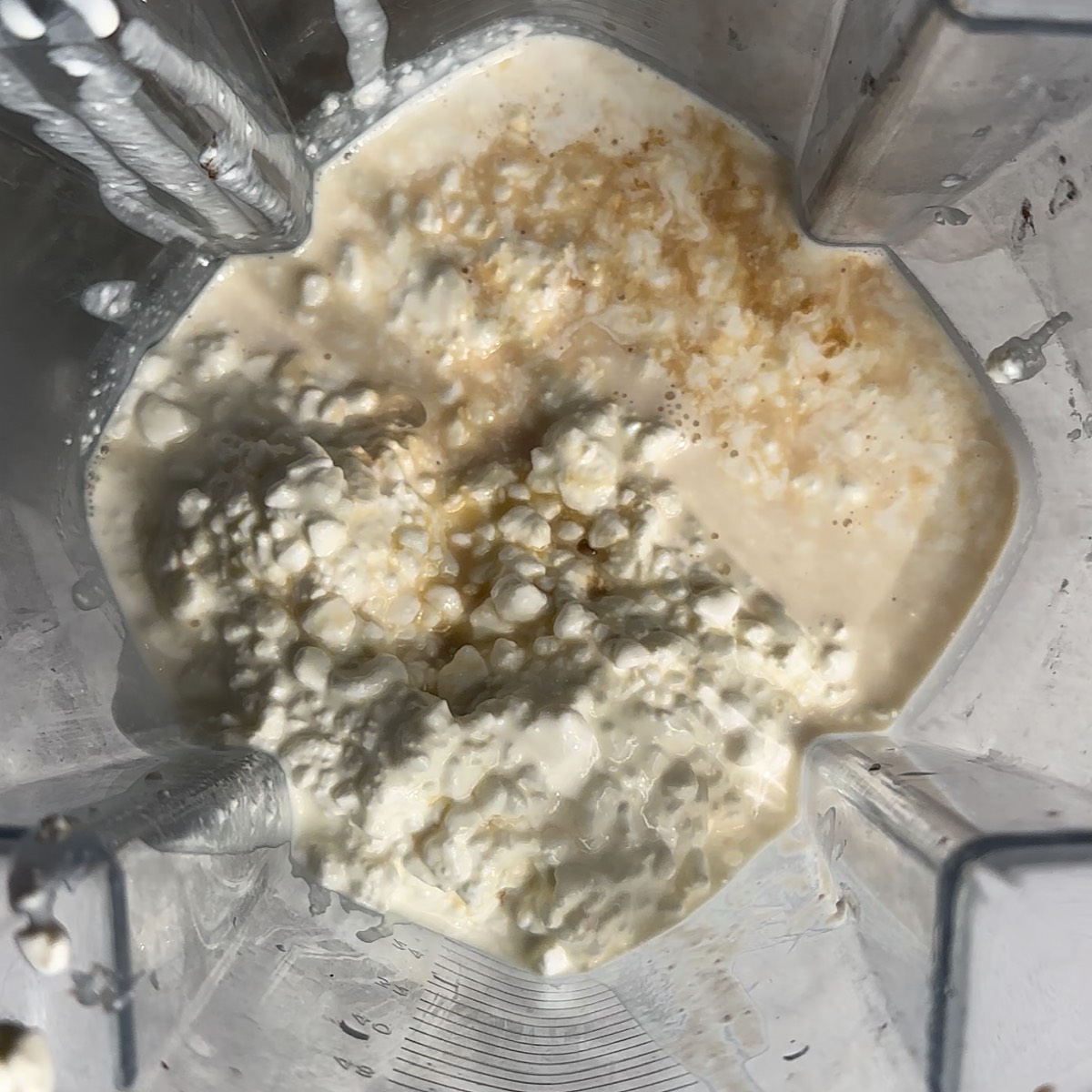 cottage cheese and maple syrup in blender