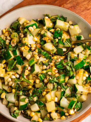 summer corn and cucumber salad with basil