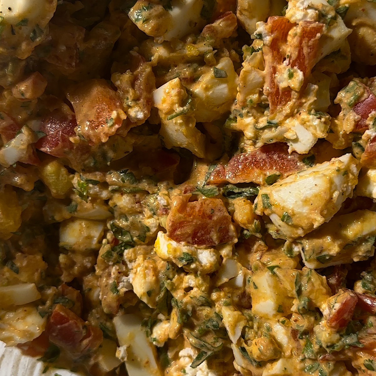 shakshouka egg salad in bowl