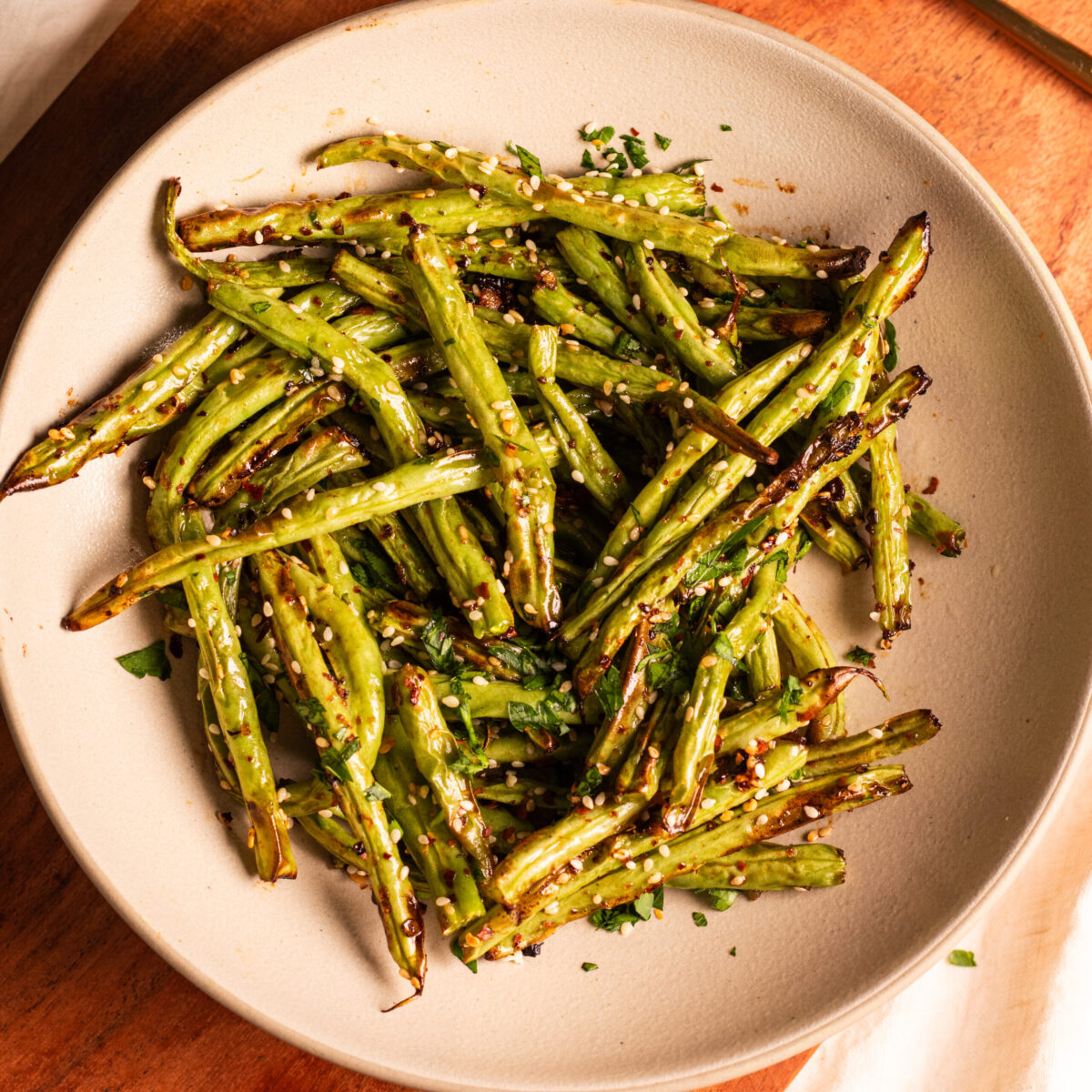 air fried sesame garlic green beans