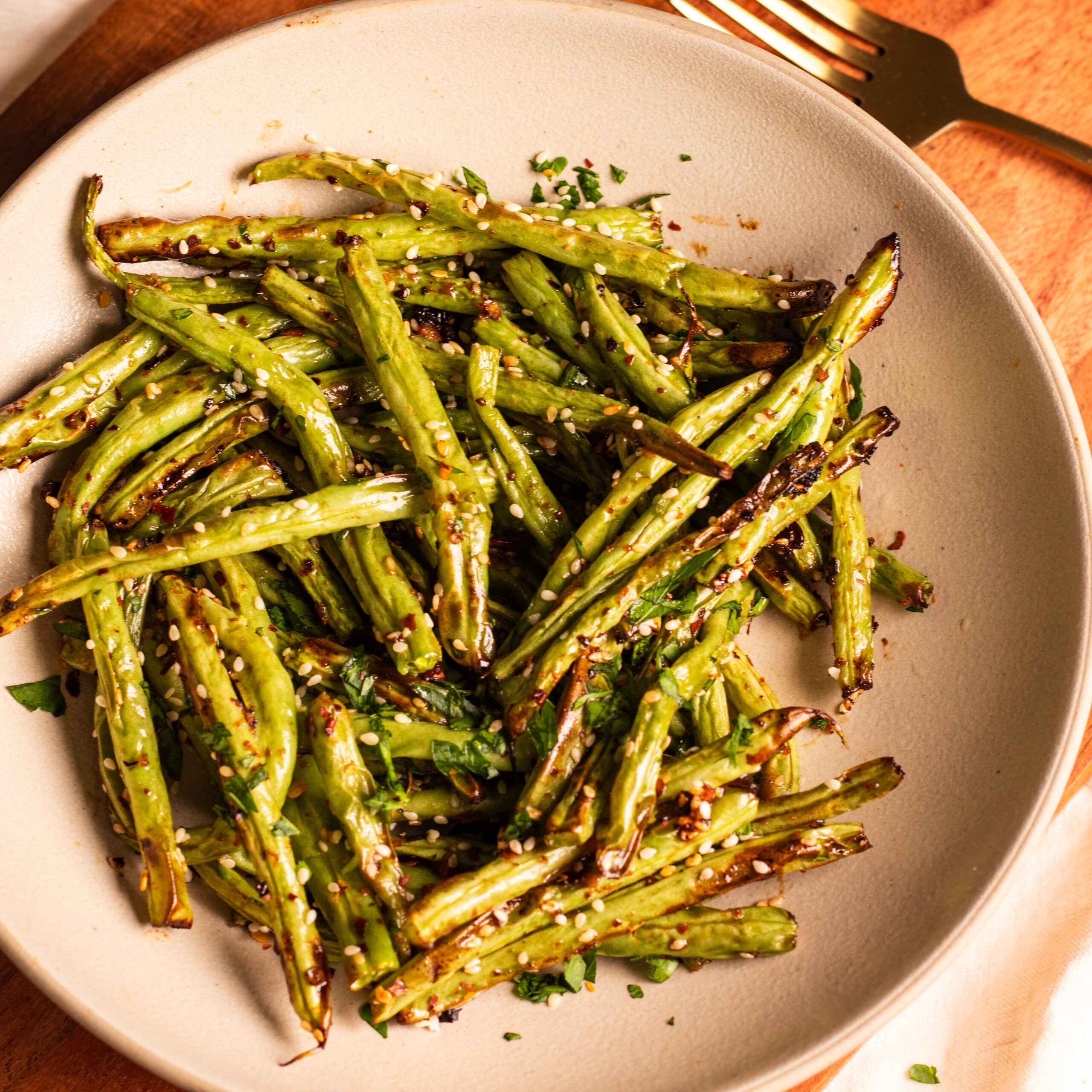 air fried sesame garlic green beans