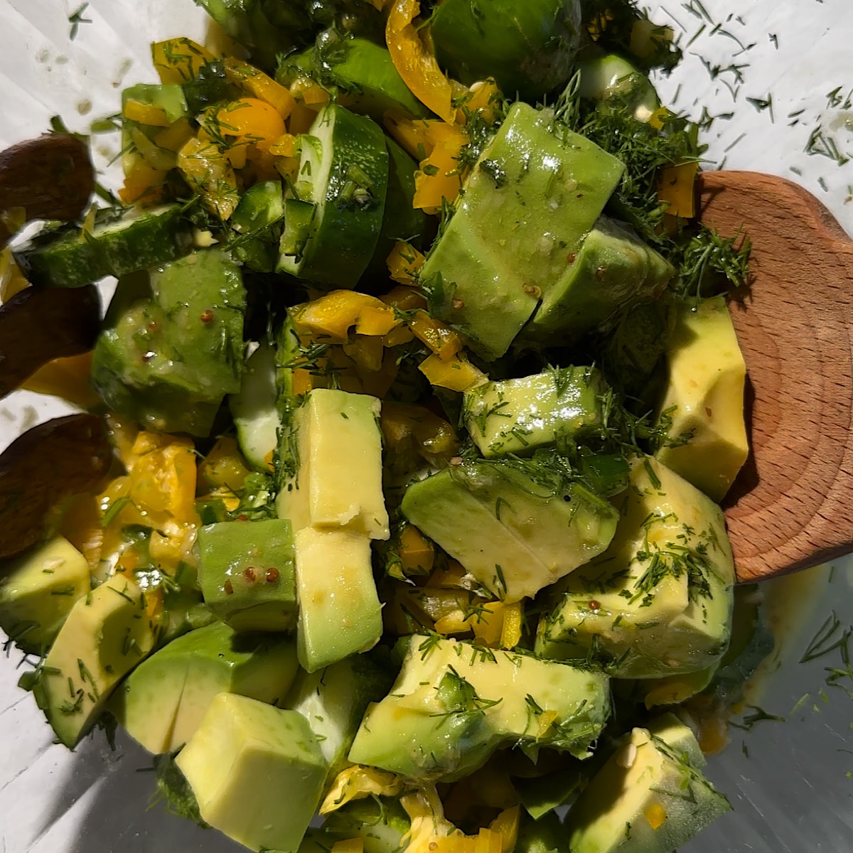 cucumber salad in bowl.