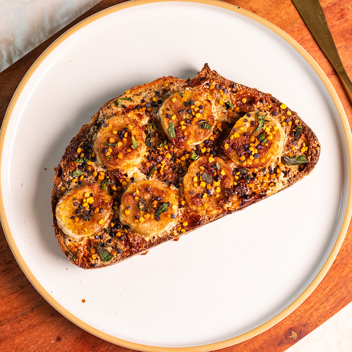 air fried tahini banana honey toast.