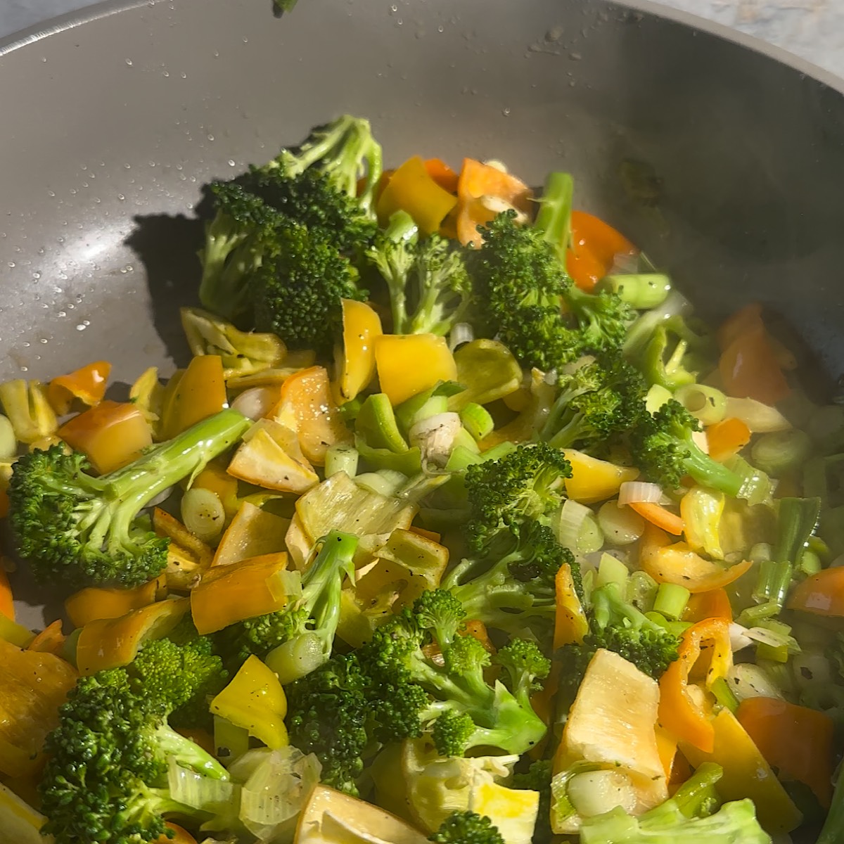 veggies in pan
